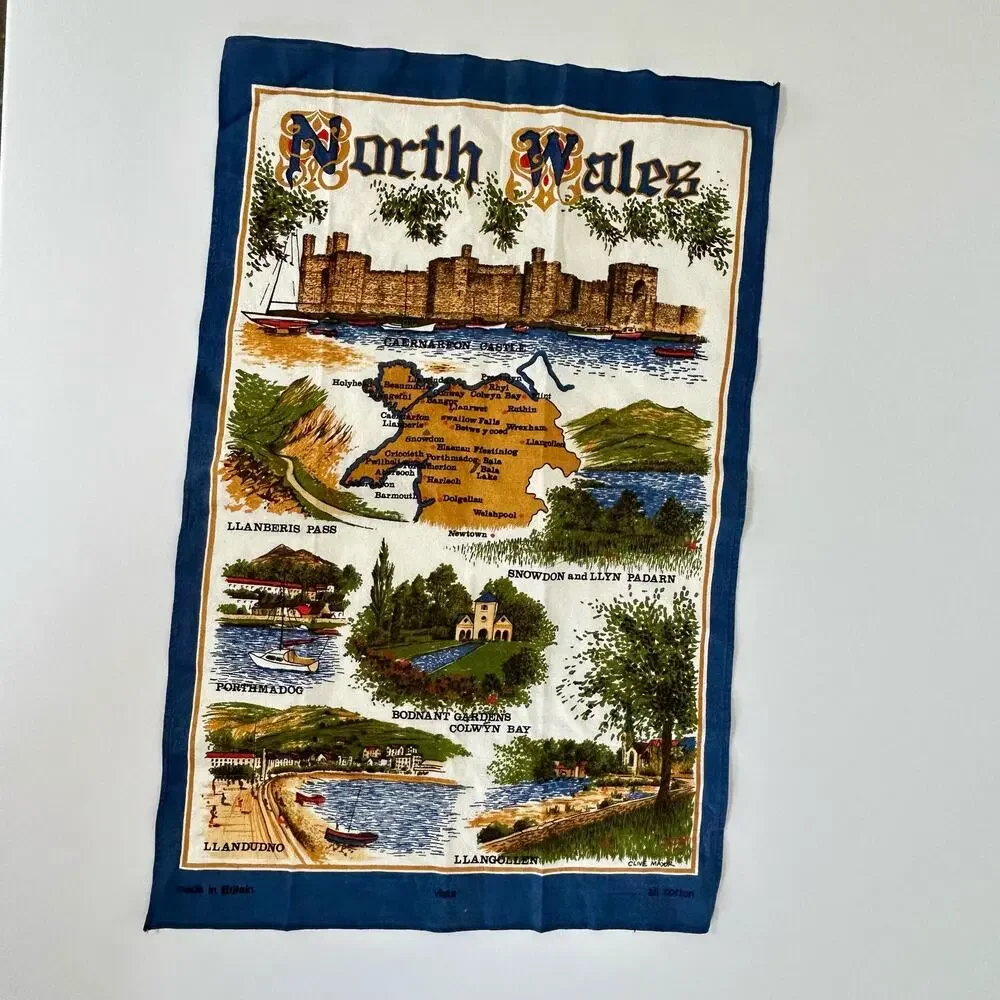 Vintage UK North Wales Travel Souvenir Clive Mayor Towel Kitchen Wall Hanging